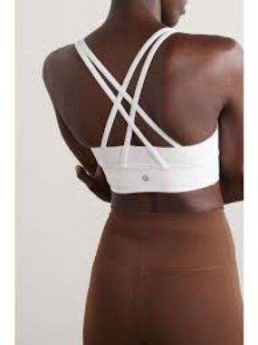 Lululemon Energy Bra Long Line Size 10 White Strappy Sports Bra Medium Support